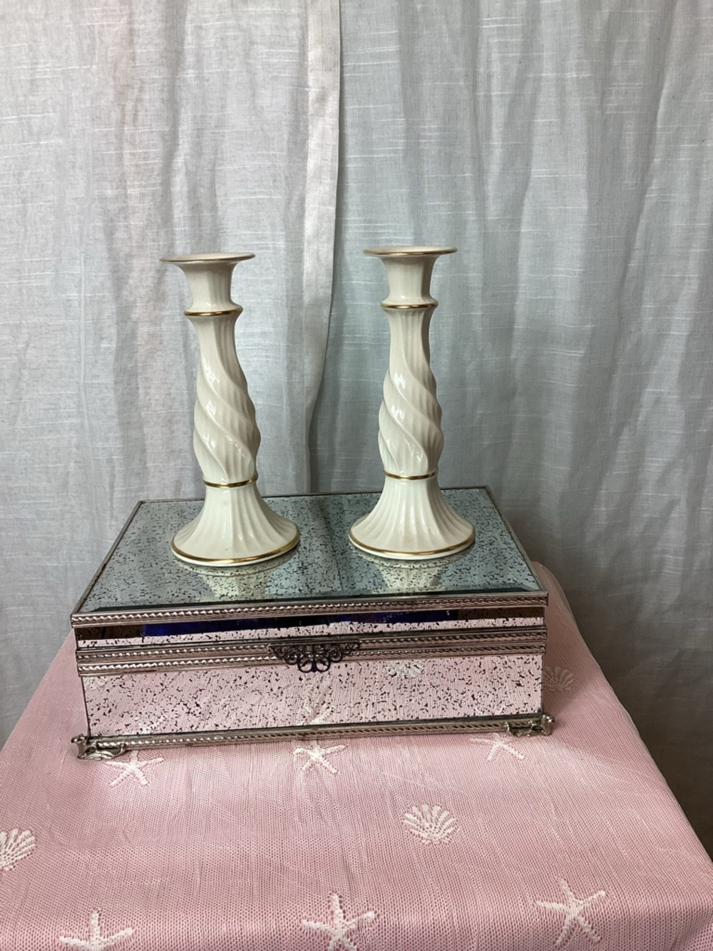 Lenox Richmond Collection Ivory Porcelain Candle Stick Set